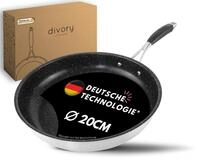 DIVORY Edelstahl Pfanne 20 cm Induktion I Antihaft beschichtete kleine...