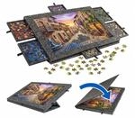 Relaxdays Puzzlebrett, 1000 Teile, 6 Schubladen, Filz, dunkelgrau | verstellbarer