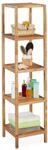 Relaxdays Badregal Walnuss, HBT 145 x 36 x 36 cm, 5 Ablagen, quadratisch, Standregal