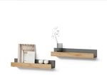 Livinity Wandregal Lorena, Anthrazit/Goldkraft Eiche, 60 x 10 cm 2er Set