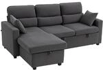 HOMCOM Ecksofa mit Schlaffunktion L-Form Sofa Schlafsofa mit Bettkasten, Kissen,