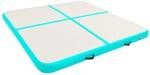Aufblasbare Gymnastikmatte mit Pumpe 200x200x15 cm PVC Gr&uuml;n