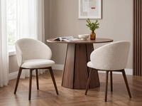 WFL GROUP 2er Set Esszimmerstuhl Melie in Creme Chenille, Polsterstuhl mit