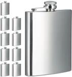 Relaxdays Flachmann 10er Set, 200 ml, Edelstahl Schnapsbeh&auml;lter f&uuml;r unterwegs,