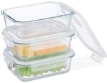 Relaxdays Glasbeh&auml;lter mit Deckel, 3er Set, 1040ml, Frischhaltedosen,