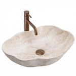 Rea- Aufsatzwaschbecken Pearl Kallisto Asymmetrisch, Beige, Imitationsstein