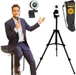 TronicXL Autofokus Webcam mit Ringlicht Lampe + 60cm Stativ Full HD 1920x1080p...
