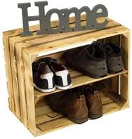 Schuhschrank Schuhregal aus geflammten Holzkisten Schuhablage Schuhst&auml;nder
