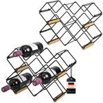 eluno Weinregal 4er-Set f&uuml;r 20 Flaschen, aus Metall und Bambus, stapelbar (ca....