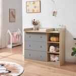 [en.casa] Wickelkommode Beldinupp Wickeltisch mit 3 Schubladen und 3...