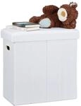 Relaxdays Faltbarer Sitzhocker, HxBxT: 49,5 x 46 x 25,5 cm, mit Stauraum, Griffe,