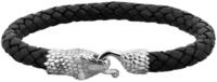 Kuzzoi Herren Leder Armband mit 925 Silber Schlangen Verschluss
