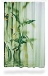 Relaxdays Duschvorhang Bambus Design, Polyester, Textil, waschbar, Pflanze, Stoff,