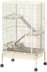 PawHut Freigehege Kleintiergehege mit 3 Rampen 69 x 44 x 120 cm Beige
