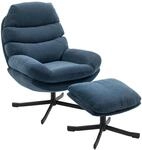 HOMCOM Relaxsessel mit Hocker Drehbar Sessel mit Breite Sitzfl&auml;che Blau