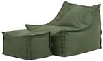 Icon Alto Outdoor Sitzsack Sessel mit Hocker, Khakigr&uuml;n, Olefin Stoff f&uuml;r Drinnen