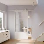 inova Glasschiebet&uuml;r Komplettset 1025x2200mm aus Stahl in wei&szlig; mit Glaseinsatz
