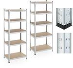 Relaxdays Schwerlastregal, 2er Set, 5 Ebenen, 180x70x45 cm, 500 kg Tragkraft, Stahl,