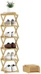 HOMCOM Schuhregal Klappbar mit 6 Ebenen aus Bambus 30 x 29 x 108 cm Natur 