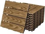 ECD Germany WPC Terrassenfliesen 30x30 cm/22 St&uuml;ck=2m&sup2;, Teak in Holzoptik,
