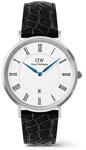Daniel Wellington Classic 40mm r&ouml;mische Ziffern Datum schwarz Krokodil Bauch...