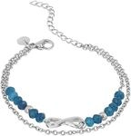 Tom Tailor Armband f&uuml;r Damen, Edelstahl, mit Glas, 16+4 cm, blau, Infinity,
