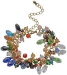 Steuer Modeschmuck Damen Armband Metall 23cm Gl&auml;nzend Glasstein Mehrfarbig...