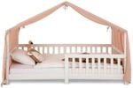 IDIMEX Hausbett-Vorhang LIAN 1 St&uuml;ck, Rosa &ndash; aus doppellagigem Musselin mit