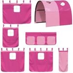 vidaXL Vorh&auml;nge f&uuml;r Hochbett mit Tunnel Rosa Polyester