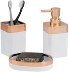 bremermann Badezimmer-Set 3-TLG. Savona, Kunststoff, wei&szlig;-Rosegold,...