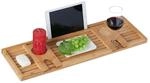 Relaxdays Badewannenablage Bambus, 73,5 cm breit, Badewannenbrett mit Glas- &