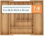 Relaxdays Besteckkasten, 7&ndash;9 F&auml;cher, ausziehbarer Besteck Schubladeneinsatz,