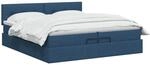 vidaXL Ottoman Bett mit Matratze mit Kopfteil Blau 200 x 200 cm Stoff