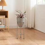 [en.casa] Blumenst&auml;nder Asten Pflanzenst&auml;nder mit Blumentopf Metall Grau