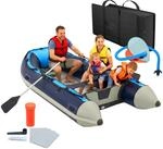 Relaxdays Schlauchboot Set, 4 Personen, 3,20 m, blau-wei&szlig;