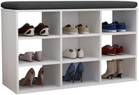 VCM Schuhregal 80x30x50 cm 9 F&auml;cher Sitzfl&auml;che Holzwerkstoff Flurm&ouml;bel 