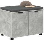 vidaXL Flurbank mit Kissen mit Regal mit T&uuml;r Betongrau 60 x 38 x 46 cm