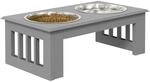 PawHut Erh&ouml;hter Hundenapf Hundebar f&uuml;r Mittlere Hunde 2x900ml Grau | 2 N&auml;pfe,