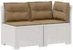 vidaXL 2-Sitzer Garten-Sofa mit Kissen Rattan-Look PP Wei&szlig;, Garten-, Balkon-...