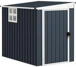 Outsunny Metall Ger&auml;tehaus 2,6m&sup2; mit Pultdach 128x193x181cm Dunkelgrau