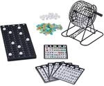 Relaxdays Bingo Spiel, mit Lostrommel, 75 Kugeln, 18 Karten, 150 Chips, Spielbrett,