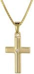 trendor Kinder Kreuz Gold 333 mit Zirkonia und goldplattierte Kette