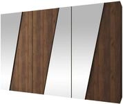 Mirjan24 Kleiderschrank Zemro 3L 300 mit 6 T&uuml;ren (Nuss Warmia + Schwarz) 