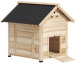 PawHut Entenstall aus Holz mit Kippdach Doppelt&uuml;r 78 x 90 x 92 cm Natur
