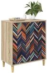 vidaXL Kommode OMMEN Geometrischer Druck 66 x 36,5 x 75 cm Sonoma