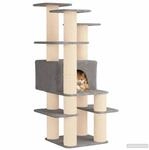 vidaXL Katzennbaum mit Sisal-Kratzs&auml;ulen Hellgrau 161 cm