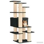 vidaXL Katzennbaum mit Sisal-Kratzs&auml;ulen Dunkelgrau 161 cm