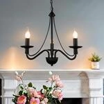 Licht-Erlebnisse Kronleuchter klassisch Metall schwarz 3-flammig f&uuml;r Wohnzimmer
