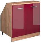 Vicco Dachschr&auml;genschrank Rion, Rot Hochglanz/Goldkraft Eiche
