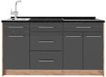 Vicco K&uuml;chenblock Fame-Line, Anthrazit Hochglanz, 150 cm